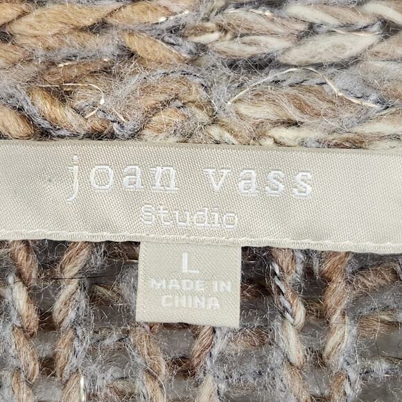 Joan Vass Studio WMNS SZ L Open Front Cardigan Sweater Brown Tan Ombré Wool Blnd - Picture 4 of 14